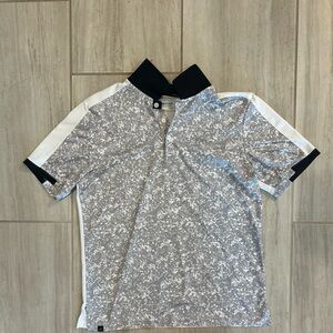 Adidas Black and White Patterned Polo